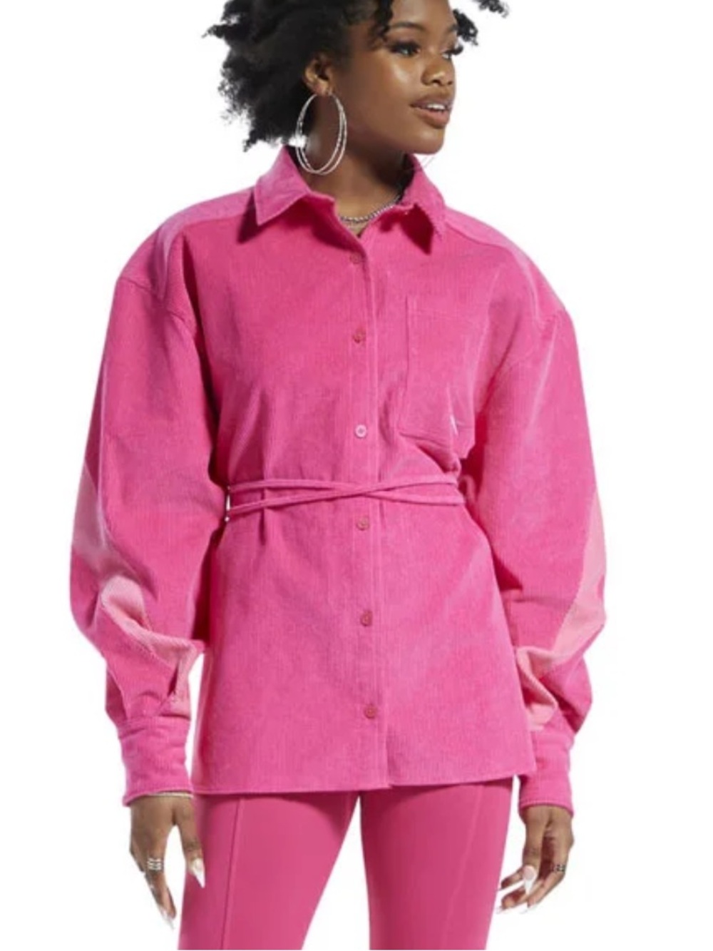 Reebok Cardi B Corduroy Pink Oversized Jacket